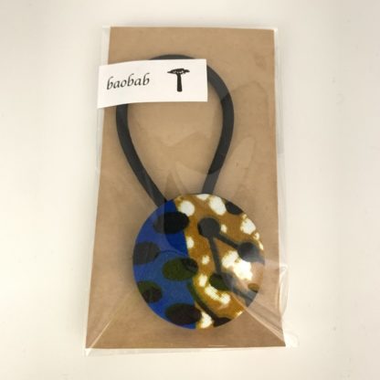 <span style="color: #ff6347; font-style: bold;">【売切】</span><br>023<br>アフリカ布の<br>ヘアゴム<br>blue