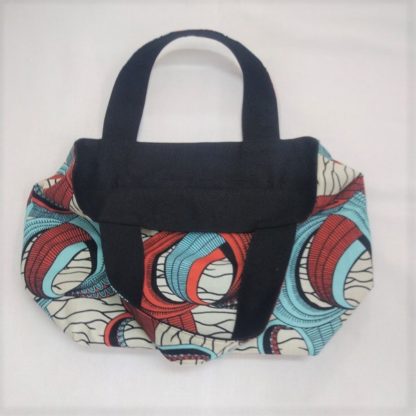 <span style="color: #ff6347; font-style: bold;">【売切】</span><br>055アフリカ布のトートバッグ<br>中<br>レッド＆ライトブルー - 画像 (2)