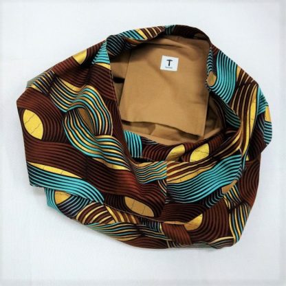 <span style="color: #ff6347; font-style: bold;">【売切】</span><br>020<br>アフリカ布の<br>肩がけバッグ<br>ブルー&ゴールド - 画像 (2)