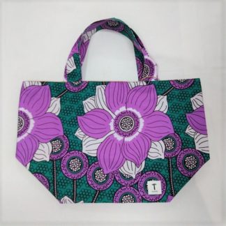 <span style="color: #ff6347; font-style: bold;">【売切】</span><br>297<br>アフリカ布の<br>エコバッグ（大） <br>パープルフラワー