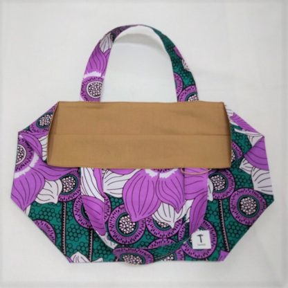<span style="color: #ff6347; font-style: bold;">【売切】</span><br>297<br>アフリカ布の<br>エコバッグ（大） <br>パープルフラワー - 画像 (2)