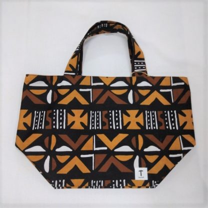 <span style="color: #ff6347; font-style: bold;">【売切】</span><br>295<br>アフリカ布の<br>エコバッグ（大） <br>ブラウン＆ブラック