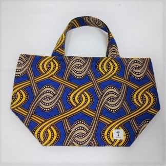 <span style="color: #ff6347; font-style: bold;">【売切】</span><br>291<br>アフリカ布の<br>エコバッグ(大) <br>ブルー&イエロー