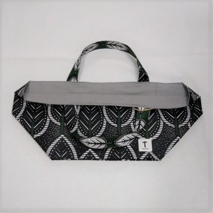 <span style="color: #ff6347; font-style: bold;">【売切】</span><br>290<br>アフリカ布の<br>エコバッグ<br>ブラックリーブス - 画像 (2)