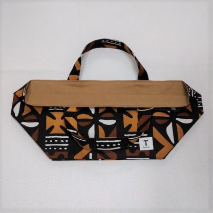 <span style="color: #ff6347; font-style: bold;">【売切】</span><br>289<br>アフリカ布の<br>エコバッグ<br>ブラウン＆ブラック - 画像 (2)