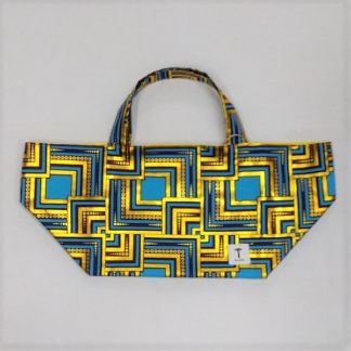 <span style="color: #ff6347; font-style: bold;">【売切】</span><br>288<br>アフリカ布の<br>エコバッグ<br>ブルー&ゴールド