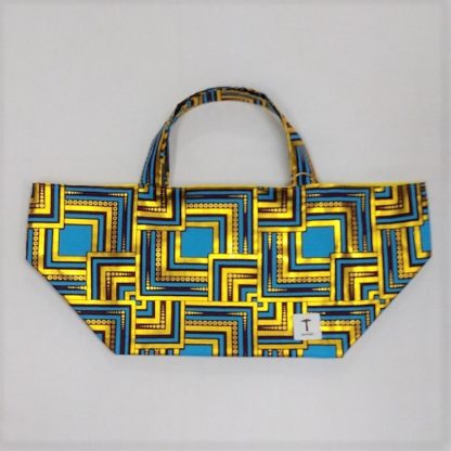 <span style="color: #ff6347; font-style: bold;">【売切】</span><br>288<br>アフリカ布の<br>エコバッグ<br>ブルー＆ゴールド