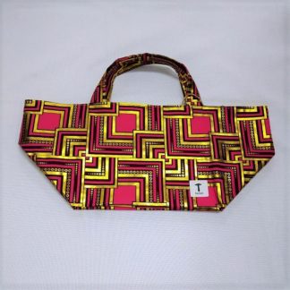<span style="color: #ff6347; font-style: bold;">【売切】</span><br>287<br>アフリカ布の<br>エコバッグ<br>レッド&ゴールド