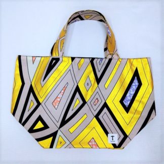 <span style="color: #ff6347; font-style: bold;">【売切】</span><br>284<br>アフリカ布の<br>エコバッグ(大) <br>グレー&ゴールド