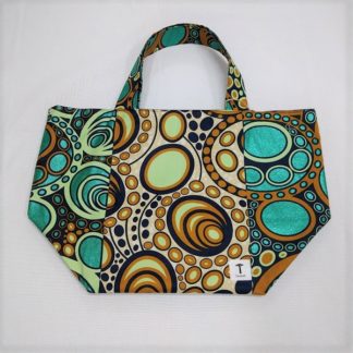 <span style="color: #ff6347; font-style: bold;">【売切】</span><br>283<br>アフリカ布の<br>エコバッグ(大) <br>グリーンラメ