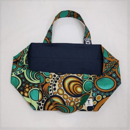 <span style="color: #ff6347; font-style: bold;">【売切】</span><br>283<br>アフリカ布の<br>エコバッグ（大） <br>グリーンラメ - 画像 (2)