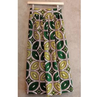 <span style="color: #ff6347; font-style: bold;">【売切】</span><br>057<br>アフリカ布の<br>スカート<br>green