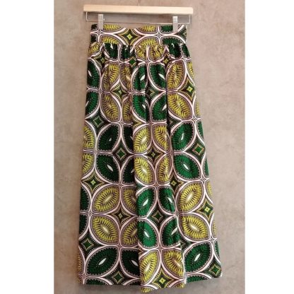 <span style="color: #ff6347; font-style: bold;">【売切】</span><br>057<br>アフリカ布の<br>スカート<br>green