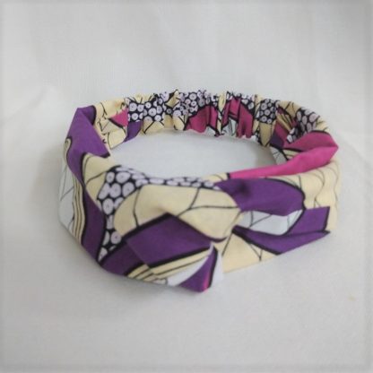 <span style="color: #ff6347; font-style: bold;">【売切】</span><br>170<br>アフリカ布の<br>ヘアバンド<br>ホワイト＆パープル