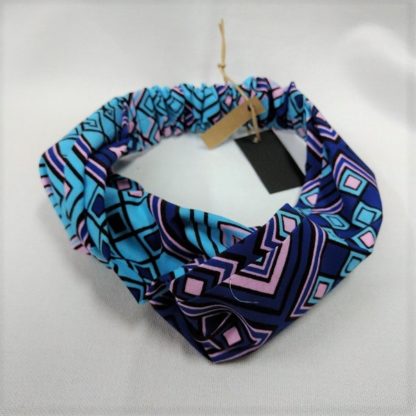 <span style="color: #ff6347; font-style: bold;">【売切】</span><br>164<br>アフリカ布の<br>ヘアバンド<br>ピンク＆ブルー
