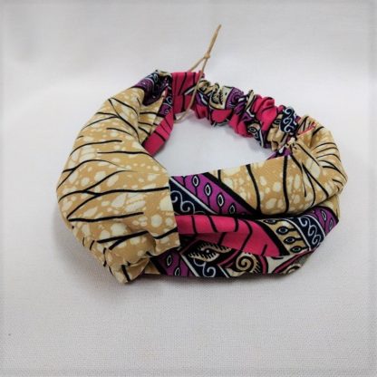 <span style="color: #ff6347; font-style: bold;">【売切】</span><br>161<br>アフリカ布の<br>ヘアバンド<br>レッド＆ライトブラウン