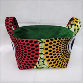 <span style="color: #ff6347; font-style: bold;">【売切】</span><br>116<br>アフリカ布で作った小物入れ（小）<br>レッド＆イエローサークル