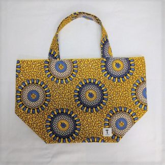 <span style="color: #ff6347; font-style: bold;">【売切】</span><br>281<br>アフリカ布の<br>エコバッグ(大) <br>イエローサークル