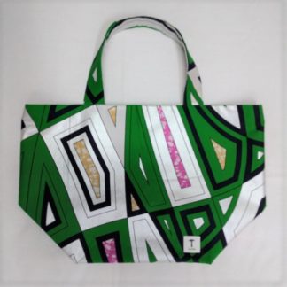 <span style="color: #ff6347; font-style: bold;">【売切】</span><br>279<br>アフリカ布の<br>エコバッグ(大) <br>グリーン