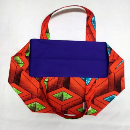 <span style="color: #ff6347; font-style: bold;">【売切】</span><br>275<br>アフリカ布の<br>エコバッグ（大） <br>レッドレクタングル - 画像 (2)