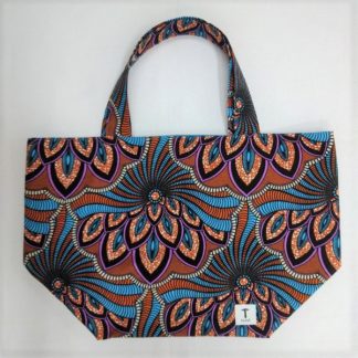 <span style="color: #ff6347; font-style: bold;">【売切】</span><br>267<br>アフリカ布の<br>エコバッグ（大） <br>ブルー＆ブラウン