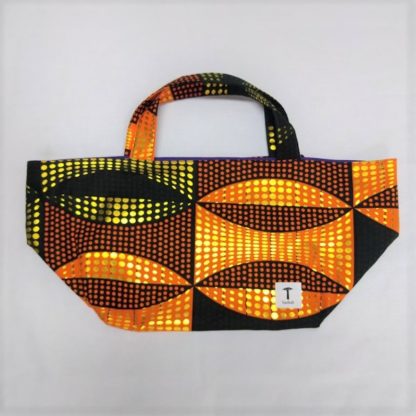 <span style="color: #ff6347; font-style: bold;">【売切】</span><br>273<br>アフリカ布の<br>エコバッグ<br>オレンジ＆ゴールド