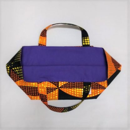 <span style="color: #ff6347; font-style: bold;">【売切】</span><br>273<br>アフリカ布の<br>エコバッグ<br>オレンジ＆ゴールド - 画像 (2)