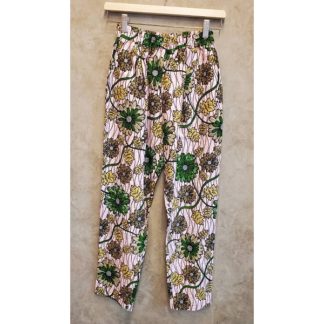 <span style="color: #ff6347; font-style: bold;">【売切】</span><br>044<br>アフリカ布の<br>タックパンツ<br>pink&green