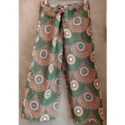 <span style="color: #ff6347; font-style: bold;">【売切】</span><br>040<br>アフリカ布の<br>パンツM<br>green