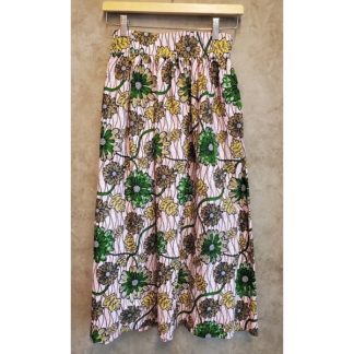 <span style="color: #ff6347; font-style: bold;">【売切】</span><br>049<br>アフリカ布の<br>スカート<br>pink&green
