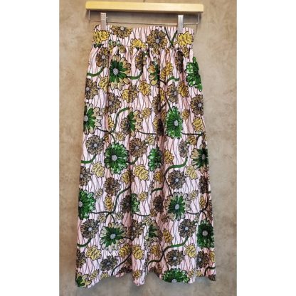 <span style="color: #ff6347; font-style: bold;">【売切】</span><br>049<br>アフリカ布の<br>スカート<br>pink&green