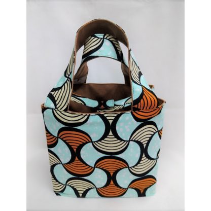 <span style="color: #ff6347; font-style: bold;">【売切】</span><br>051アフリカ布のトートバッグ<br>小<br>ライトブルー