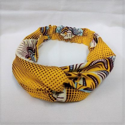 <span style="color: #ff6347; font-style: bold;">【売切】</span><br>155<br>アフリカ布の<br>ヘアバンド<br>イエロー＆ホワイト
