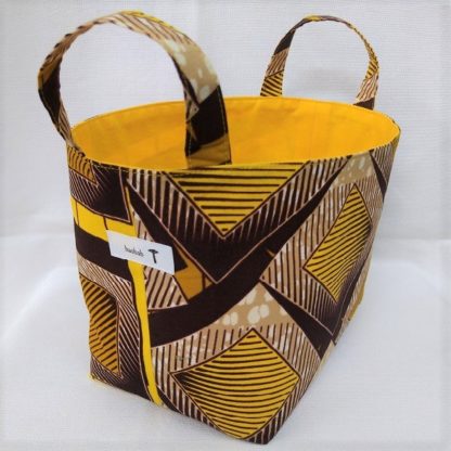 <span style="color: #ff6347; font-style: bold;">【売切】</span><br>108<br>アフリカ布で作った小物入れ（大）<br>イエロー＆ブラック - 画像 (2)