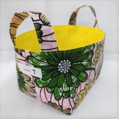 <span style="color: #ff6347; font-style: bold;">【売切】</span><br>106<br>アフリカ布で作った小物入れ（小）<br>ピンクボタニカル - 画像 (2)