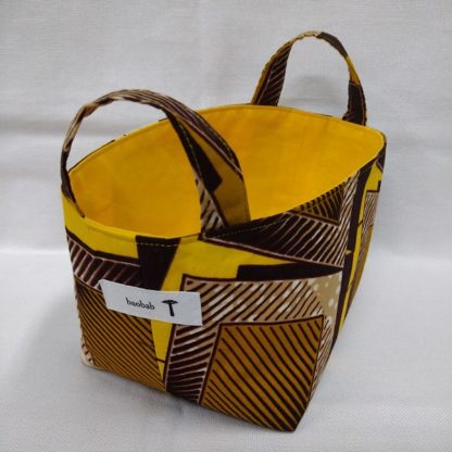 <span style="color: #ff6347; font-style: bold;">【売切】</span><br>102<br>アフリカ布で作った小物入れ（小）<br>イエロー＆ブラック - 画像 (2)