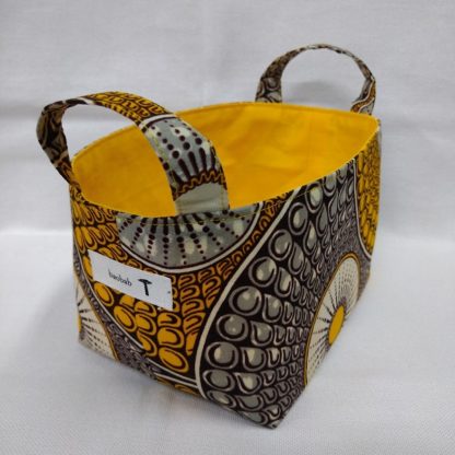 <span style="color: #ff6347; font-style: bold;">【売切】</span><br>299<br>アフリカ布で作った小物入れ（小）<br>イエローサークル - 画像 (2)