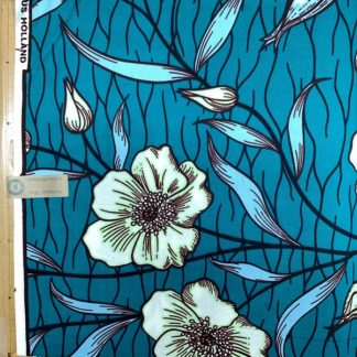 <span style="color: #ff6347; font-style: bold;">【売切】</span><br>115アフリカ布<br>◎オランダ直輸入<br>blue&flower