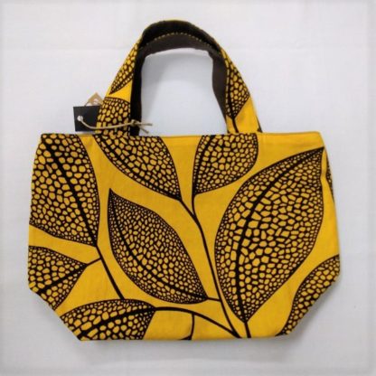 <span style="color: #ff6347; font-style: bold;">【売切】</span><br>049アフリカ布のトートバッグ<br>中<br>イエローリーブス