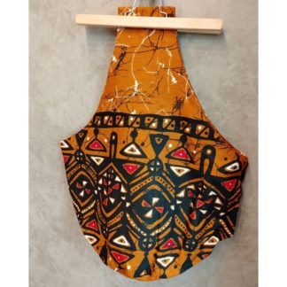 <span style="color: #ff6347; font-style: bold;">【売切】</span><br>004<br>アフリカ布の<br>肩がけバッグ<br>オレンジ&ブラック