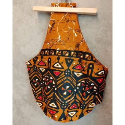 <span style="color: #ff6347; font-style: bold;">【売切】</span><br>004<br>アフリカ布の<br>肩がけバッグ<br>オレンジ＆ブラック