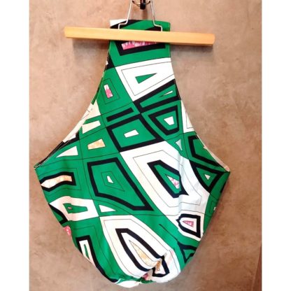 <span style="color: #ff6347; font-style: bold;">【売切】</span><br>002<br>アフリカ布の<br>肩がけバッグ<br>グリーン＆ホワイト