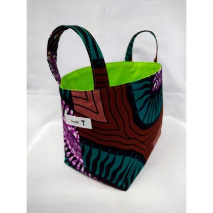 <span style="color: #ff6347; font-style: bold;">【売切】</span><br>297<br>アフリカ布で作った小物入れ（大）<br>グリーン＆ブラウン - 画像 (2)