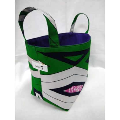 <span style="color: #ff6347; font-style: bold;">【売切】</span><br>296<br>アフリカ布で作った小物入れ（大）<br>グリーン＆ホワイト - 画像 (2)