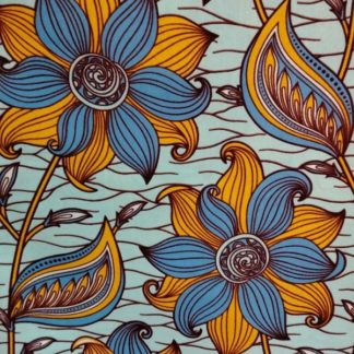 <span style="color: #ff6347; font-style: bold;">【売切】</span>117アフリカ布<br>◎オランダ直輸入<br>blue&flower