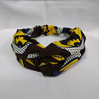 <span style="color: #ff6347; font-style: bold;">【売切】</span><br>149<br>アフリカ布の<br>ヘアバンド<br>ブラウン ＆イエロー