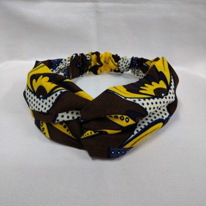 <span style="color: #ff6347; font-style: bold;">【売切】</span><br>149<br>アフリカ布の<br>ヘアバンド<br>ブラウン ＆イエロー