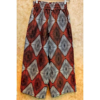 <span style="color: #ff6347; font-style: bold;">【売切】</span><br>018<br>アフリカ布の<br>ストレートパンツ<br>brown