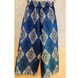 <span style="color: #ff6347; font-style: bold;">【売切】</span><br>019<br>アフリカ布の<br>ストレートパンツ<br>blue