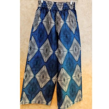 <span style="color: #ff6347; font-style: bold;">【売切】</span><br>019<br>アフリカ布の<br>ストレートパンツ<br>blue